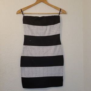 Papaya Black and White Dress